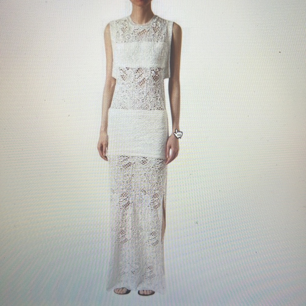 IRO crème Feliane Sheer Lace   long dress. Crème/Ivory
